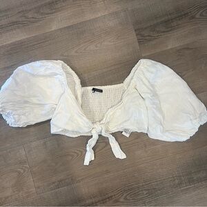 Zara Cropped White Blouse